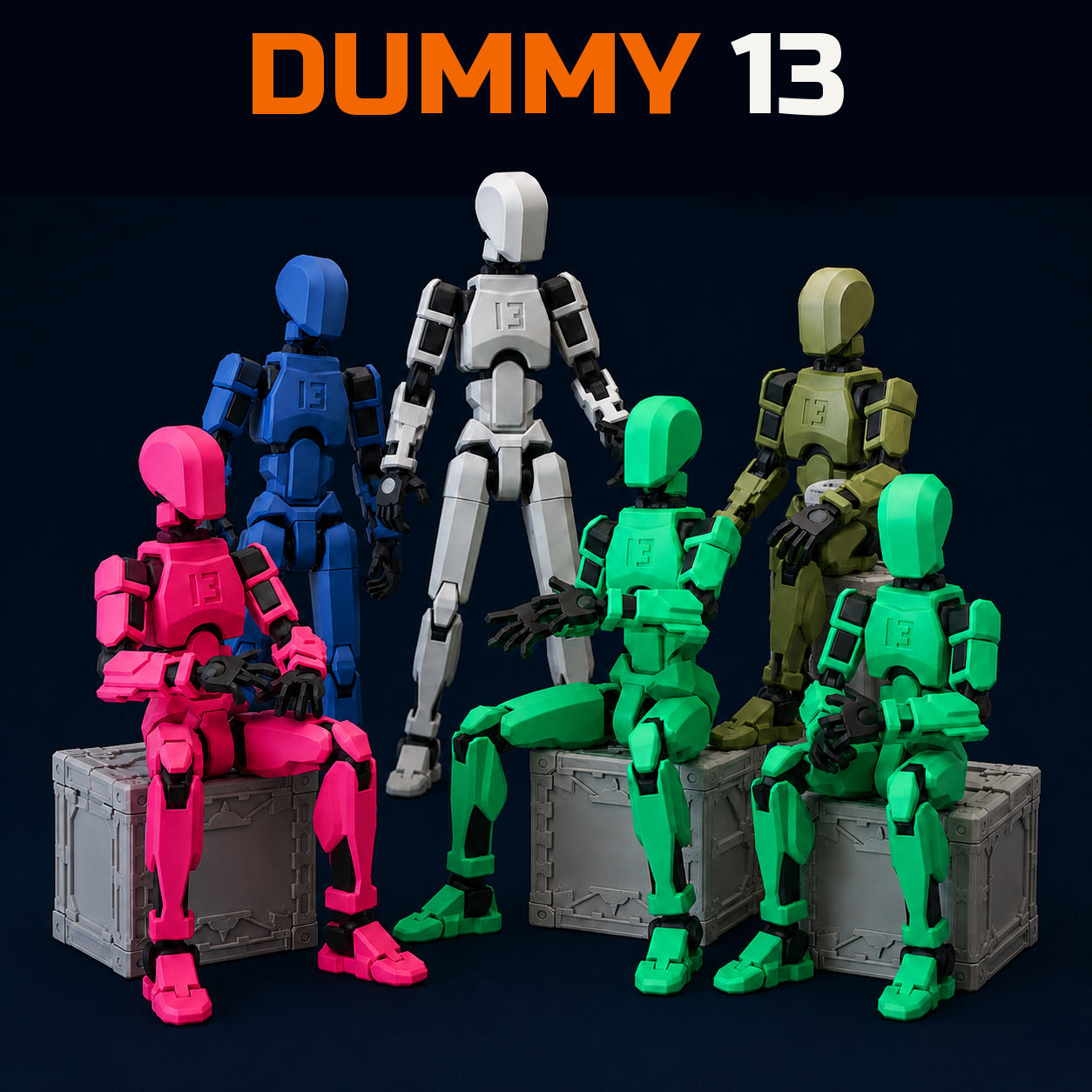 Dummy 13 – Figurine articulée 3D | 4 tailles, 8 couleurs