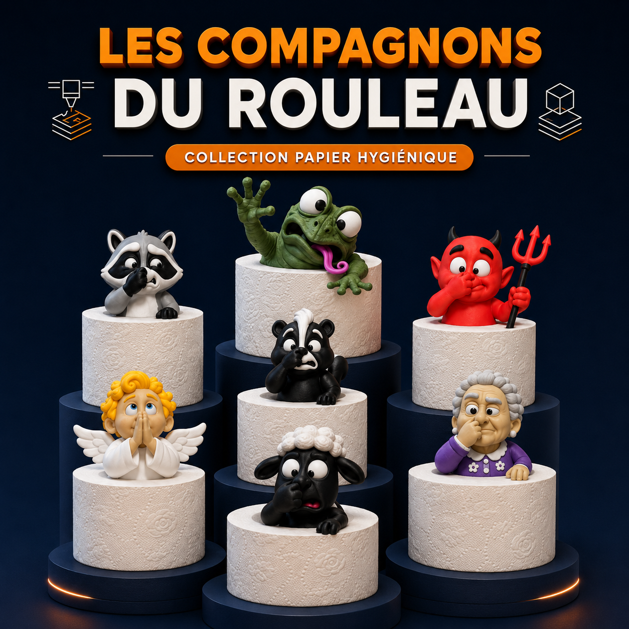 Les Compagnons du rouleau – Figurines 3D décoratives | 7 personnages | MATT 3D CONCEPT
