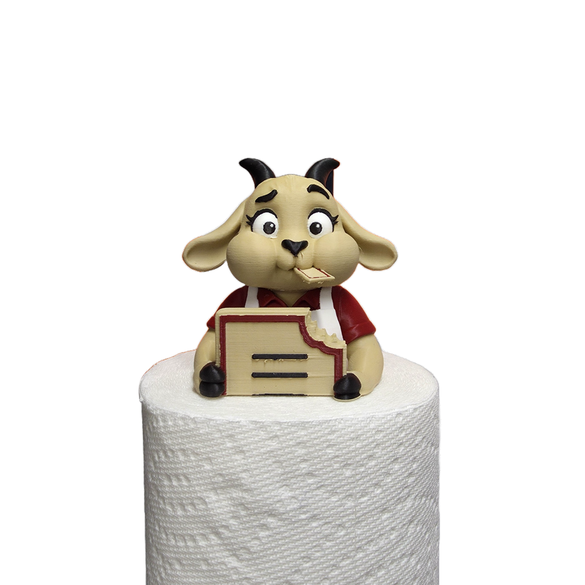 Compagnon du Rouleau Chèvre, figurine décorative sur un rouleau de papier essuie-tout.
