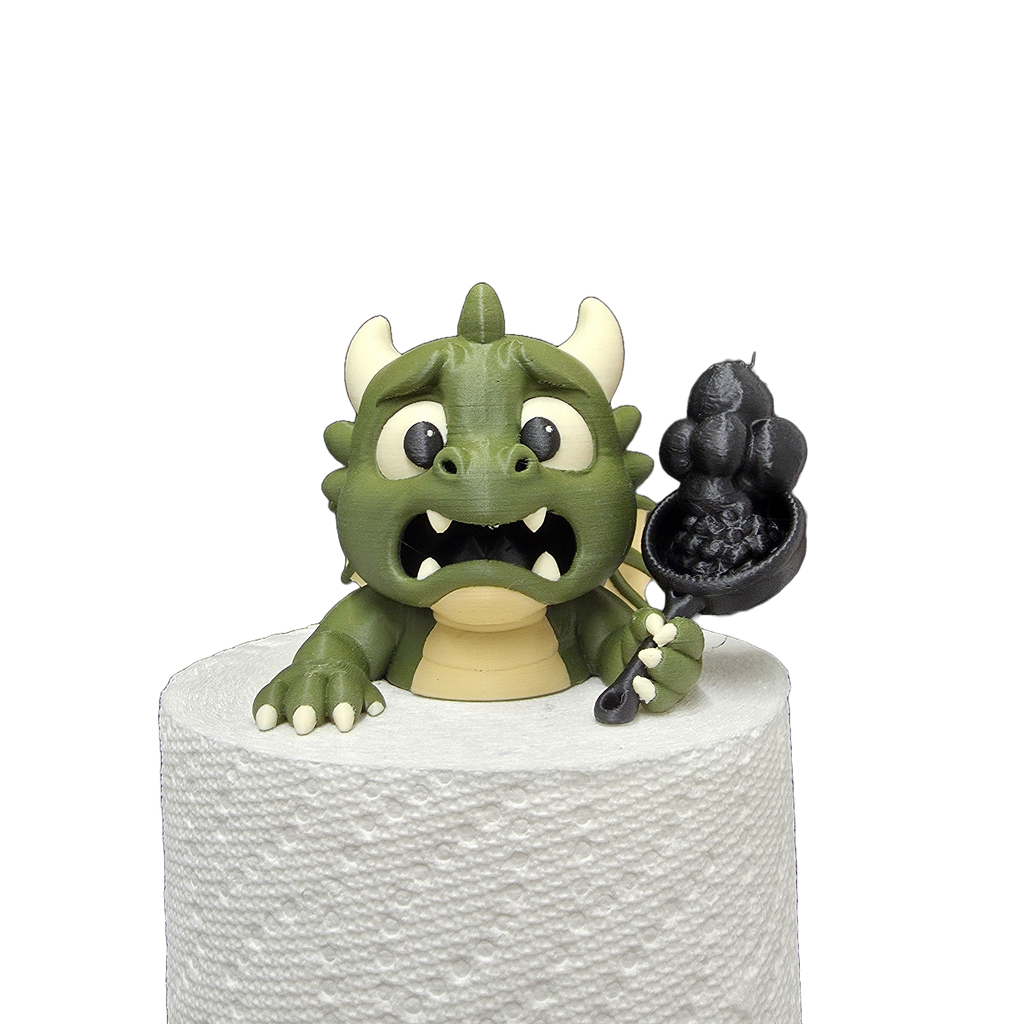 Compagnon du Rouleau Dragon, figurine décorative sur un rouleau de papier essuie-tout.