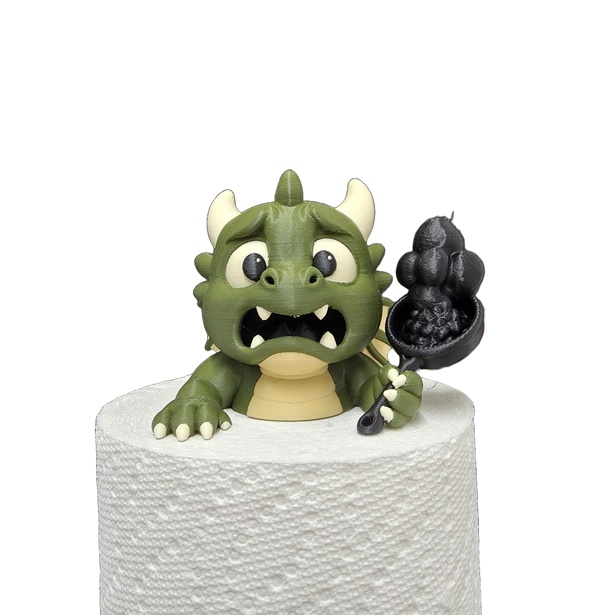 Compagnon du Rouleau Dragon, figurine décorative sur un rouleau de papier essuie-tout.