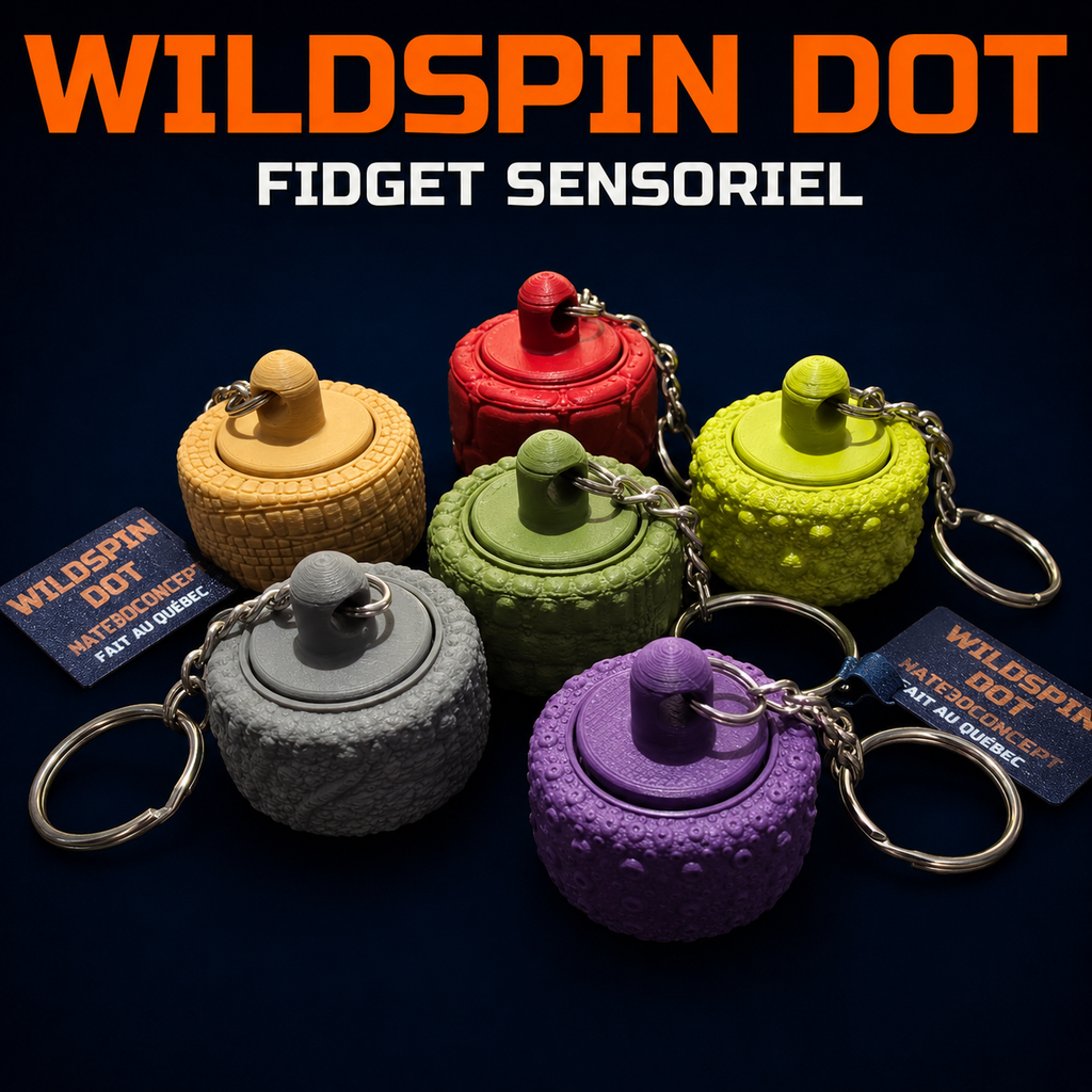 WildSpin Dot – Fidget spinner sensoriel porte-clés | 6 textures animales