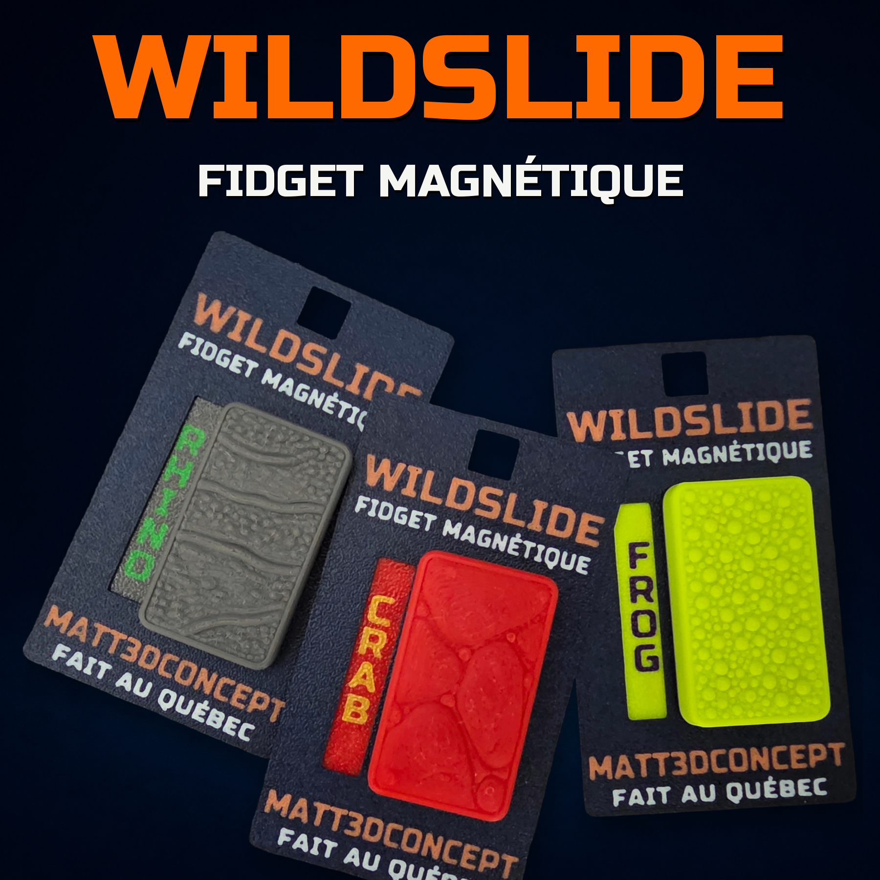 WildSlide – Fidget magnétique texturé | 6 textures animales