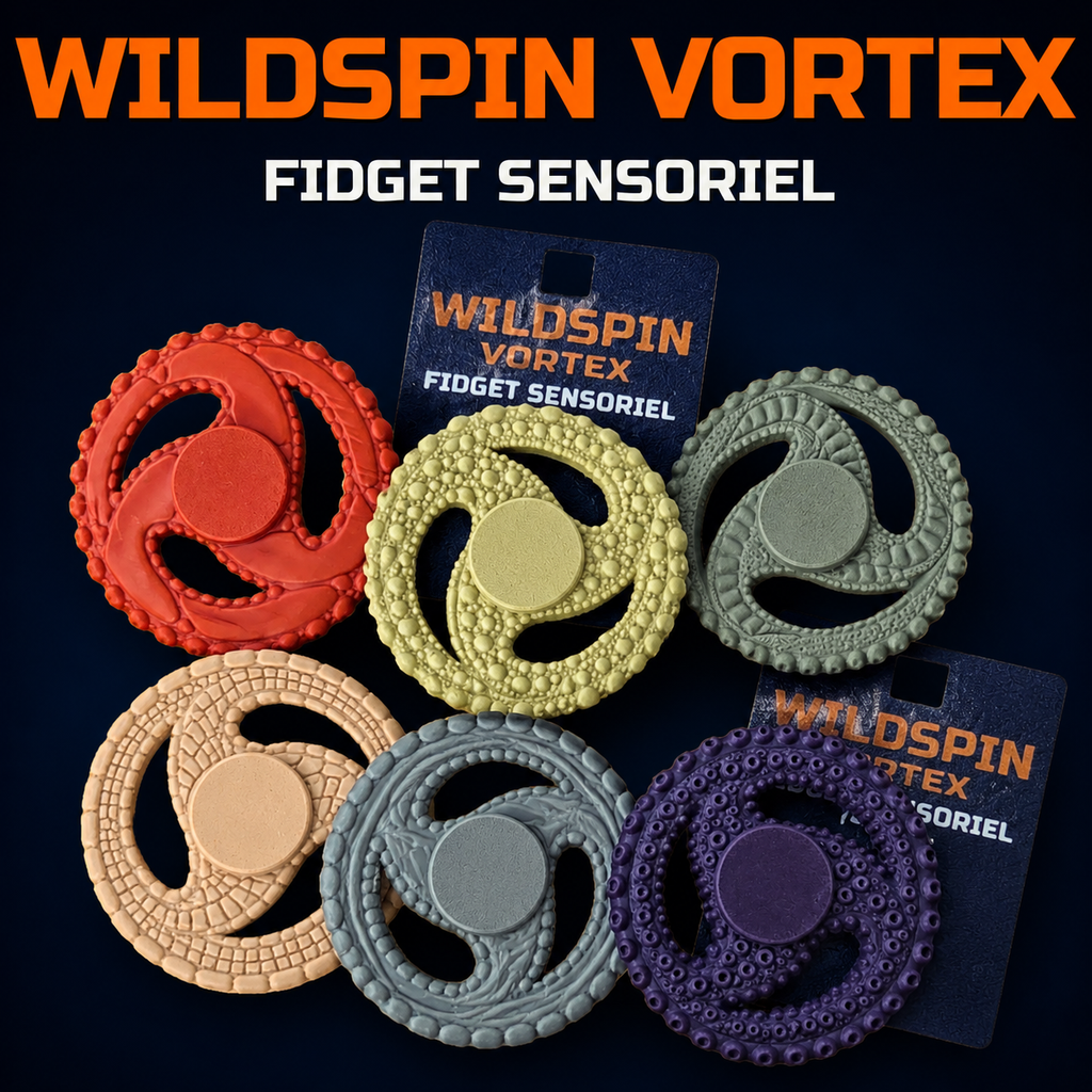 WildSpin Vortex – Fidget spinner sensoriel texturé | 6 textures animales