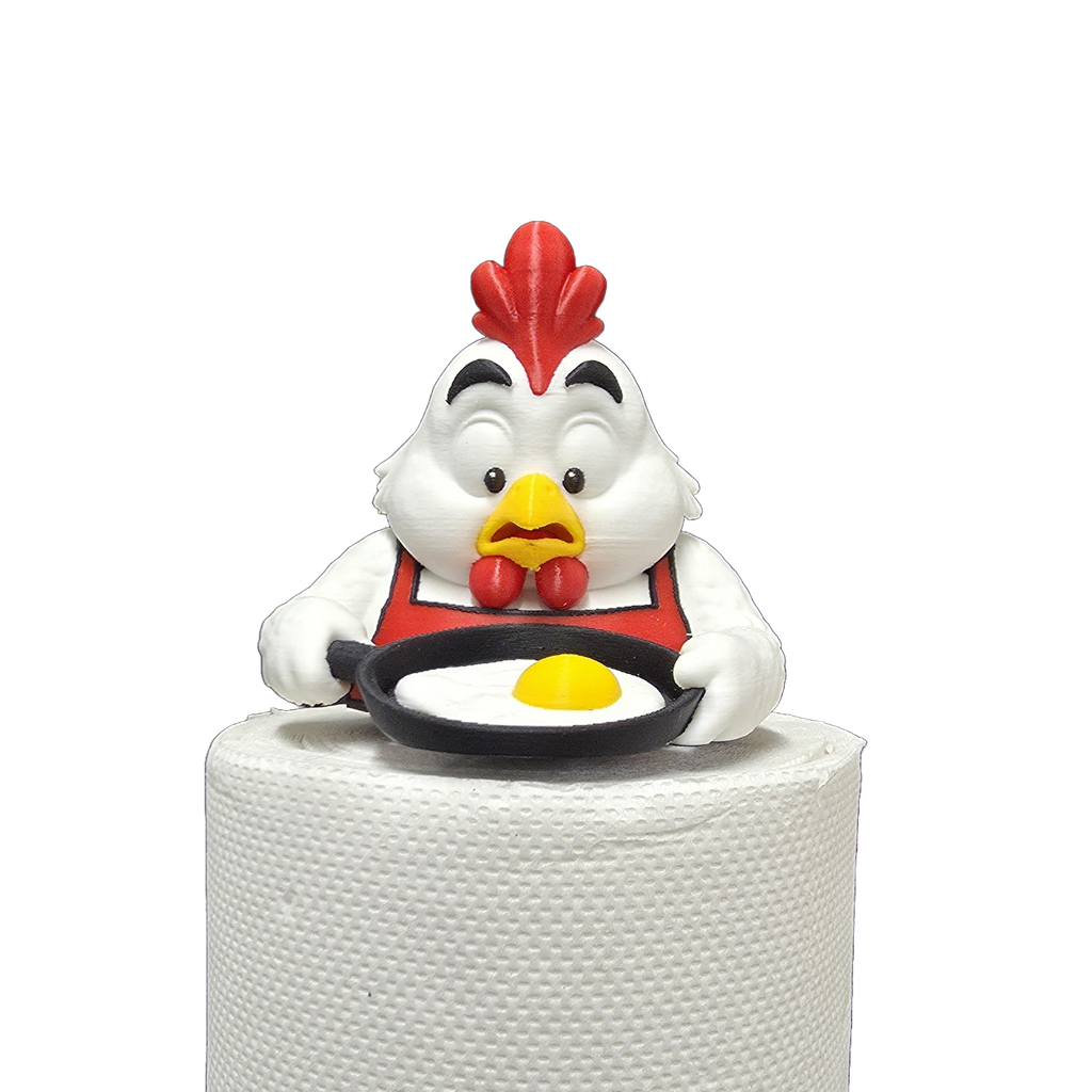 Compagnon du Rouleau Poule, figurine décorative sur un rouleau de papier essuie-tout.