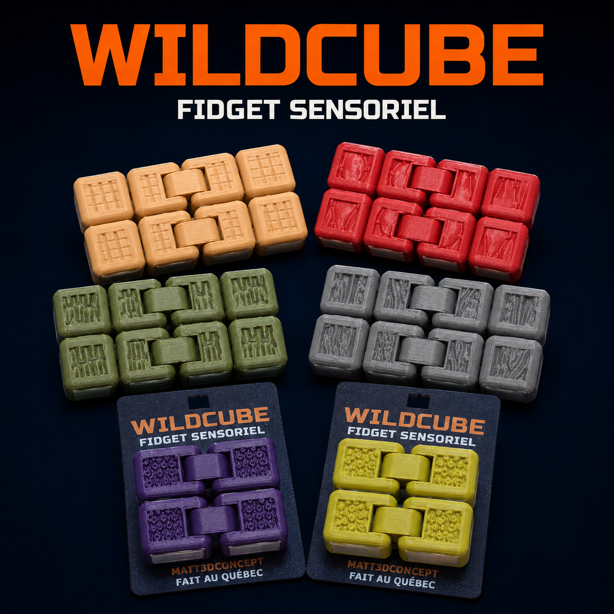 WildCube – Cube infini sensoriel texturé | 6 textures animales