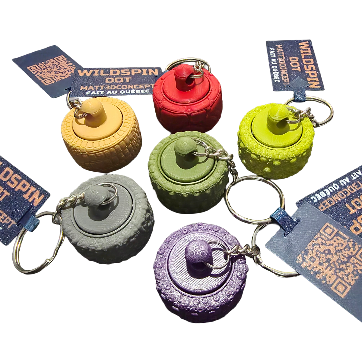 WildSpin Dot – Fidget spinner sensoriel porte-clés | 6 textures animales
