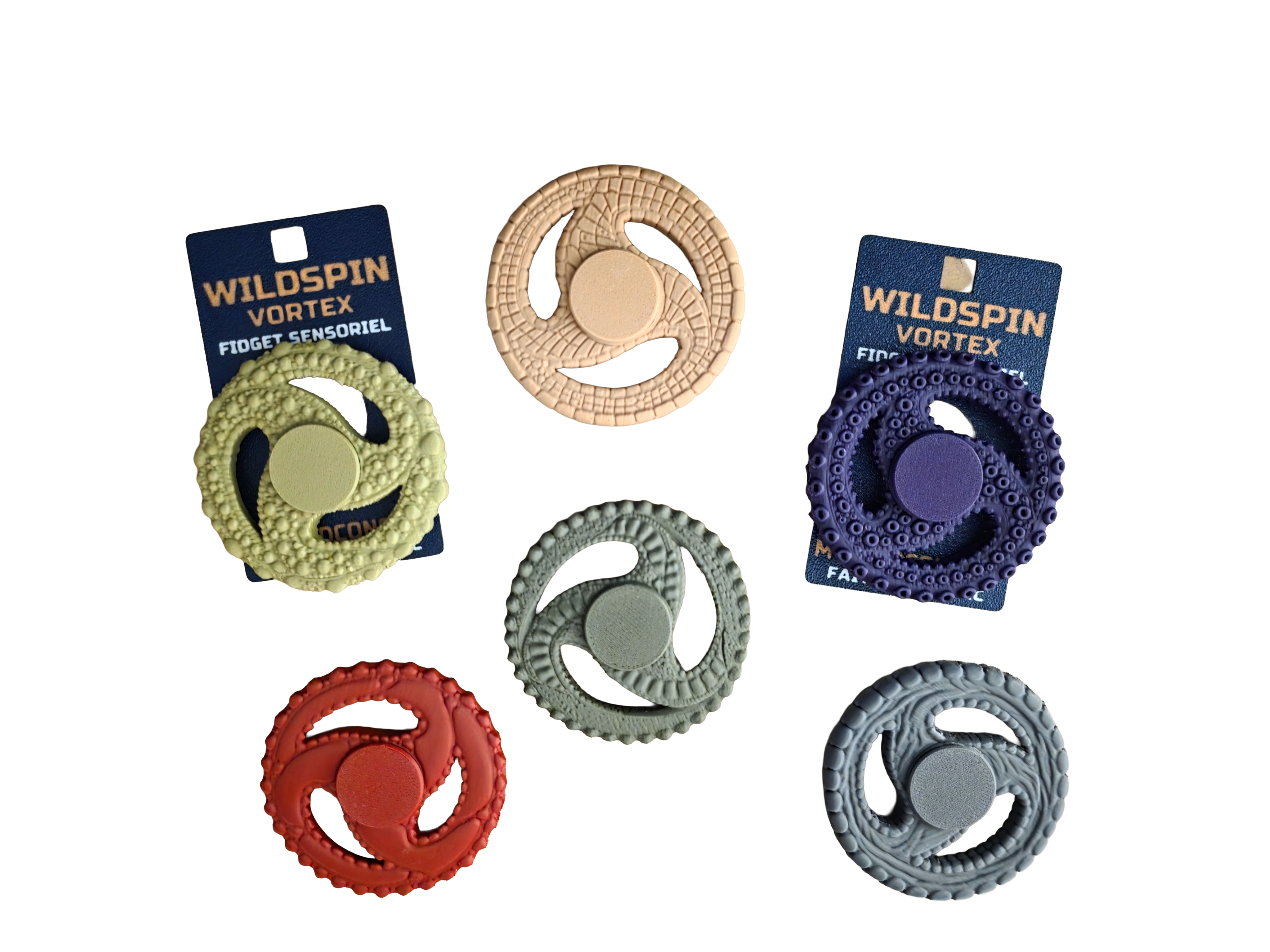 WildSpin Vortex – Fidget spinner sensoriel texturé | 6 textures animales